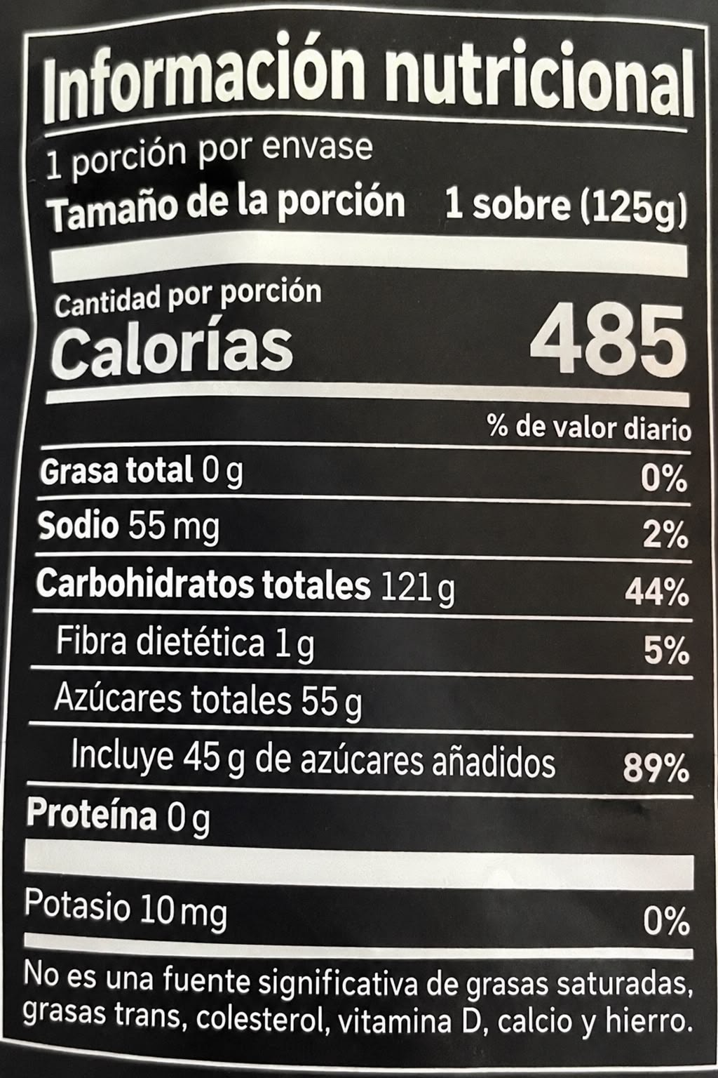 Maurten Gel Mix 480 — tabla nutrimental e ingredientes