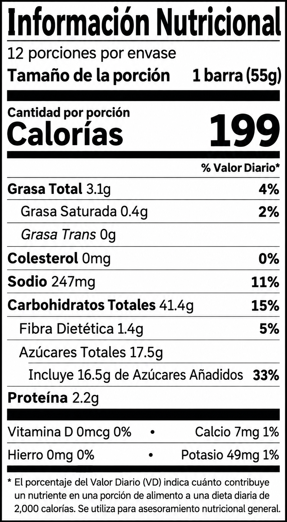 Maurten Solid 160 — tabla nutrimental en español